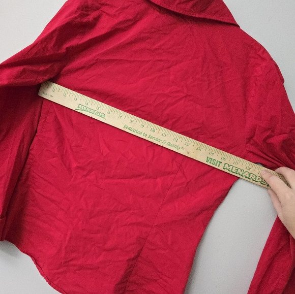 Worthington Top Women's Size 6 Red Button Up Shirt Long Sleeve Stretch Workwear - Picture 7 of 10